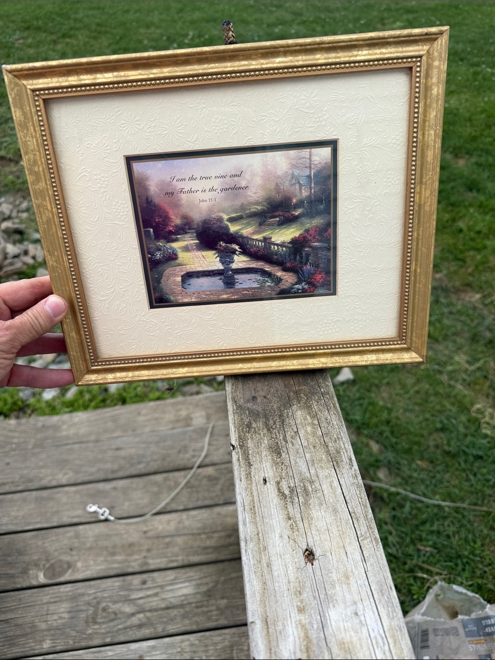 Thomas Kinkade Gold Framed Pastel Garden Print with Cream Mat